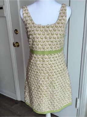 Y2K Coquette Marc Jacobs Cream Pale Pink 3D Floral Dress Size: 4